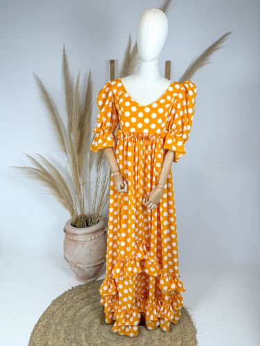 Bata Viña mostaza lunar grande blanco