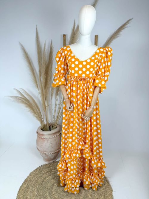 Bata Viña mostaza lunar grande blanco