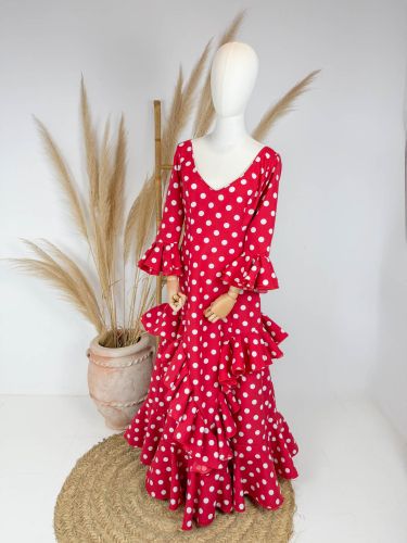 Traje Cataleya volante pico rojo lunar blanco