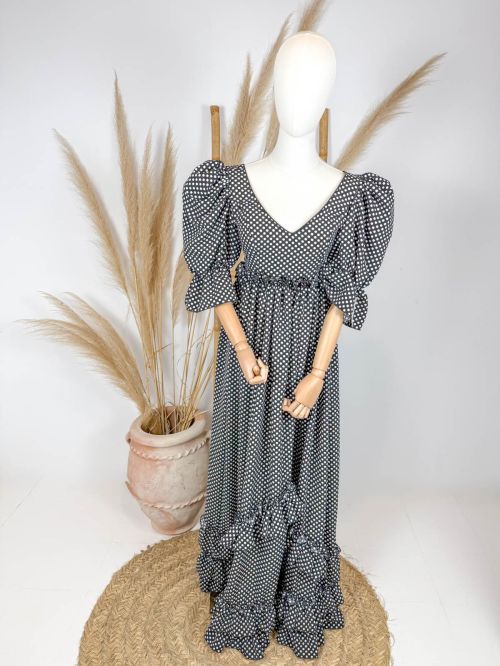 Bata Viña negro lunar pequeño blanco