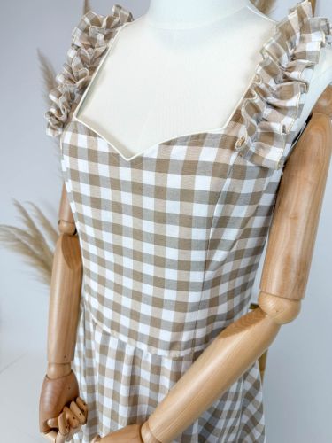 Bata Caleta cuadro vichy grande camel 2