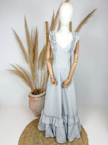 Bata Caleta cuadro vichy pequeño gris