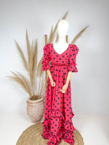 Bata Viña rosa fucsia lunar grande negro