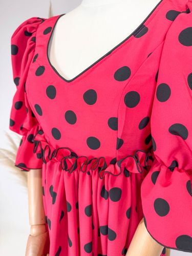 Bata Viña rosa fucsia lunar grande negro 2