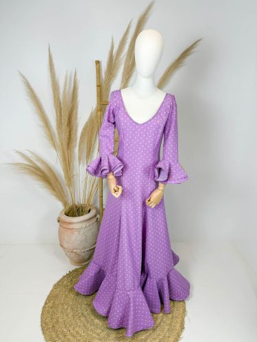 Bata Margarita malva lunar blanco