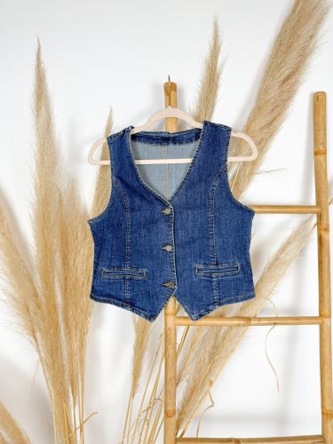 Chalequillo vaquero bolsillos rectos