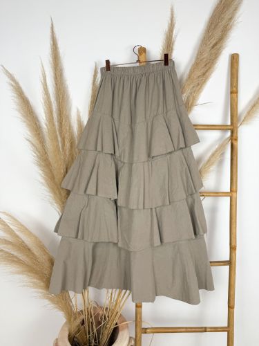 Falda de pana taupe 4 volantes