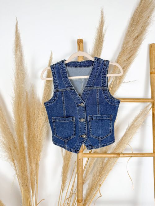 Chalequillo vaquero bolsillos cuadrados