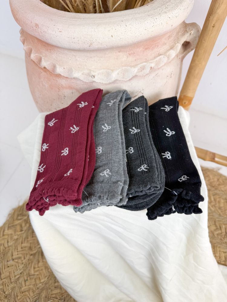 Calcetín canalé lazo negro