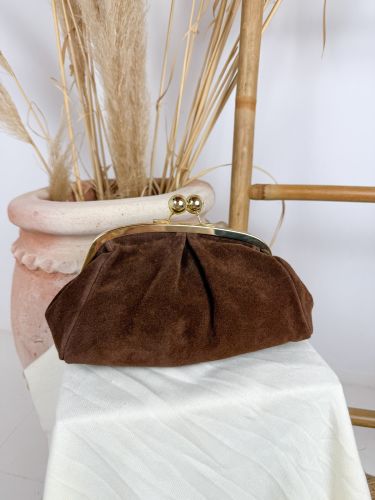 Bolso de piel de serraje marrón chocolate