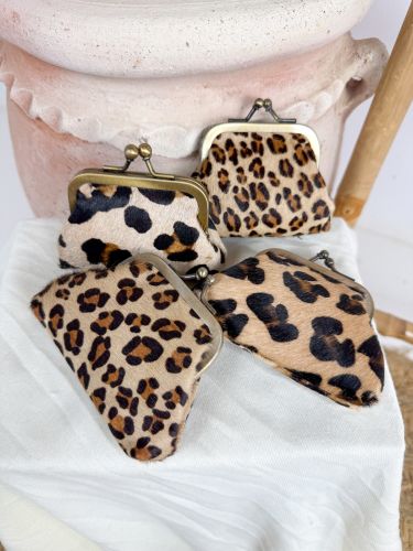 Monedero estampado de leopardo pequeño negro y marrón 2