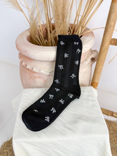 Calcetín canalé lazo negro