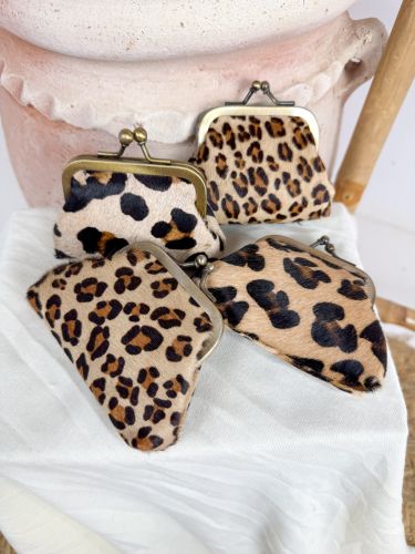 Monedero estampado de leopardo camel negro y marrón 2