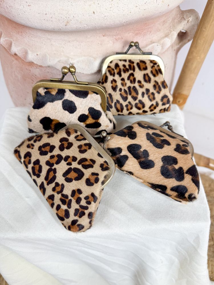 Monedero estampado de leopardo camel...