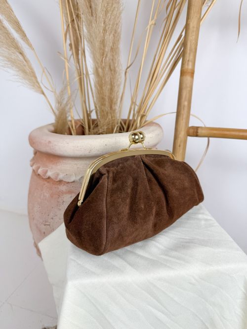 Bolso de piel de serraje marrón chocolate