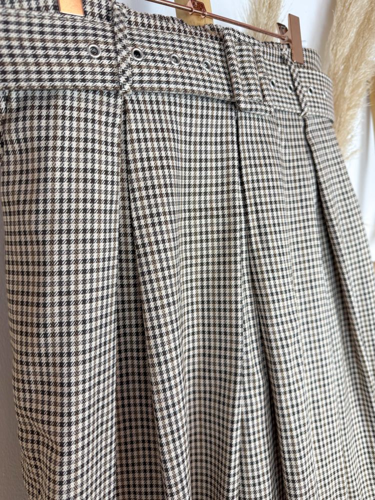 Falda tablas pata gallo variada marrón