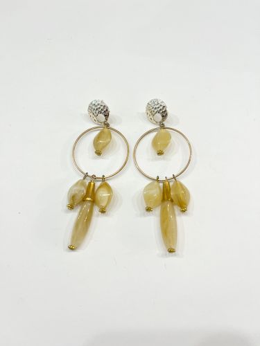 Pediente pallamén círculo trenzado dorado 3 lagrimas y...