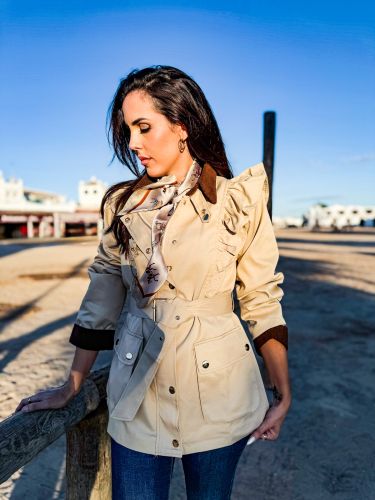 Pañuelo 80x80 mil caballos fondo topo cenefa marrón 2