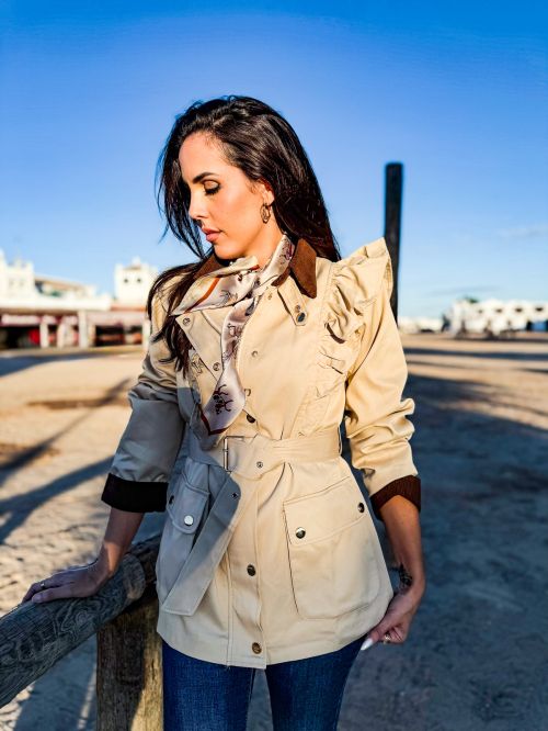 Pañuelo 80x80 mil caballos fondo topo cenefa marrón