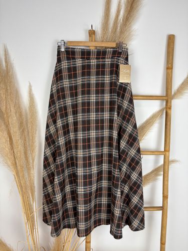 Falda de cuadros escocés marrrón chocolate