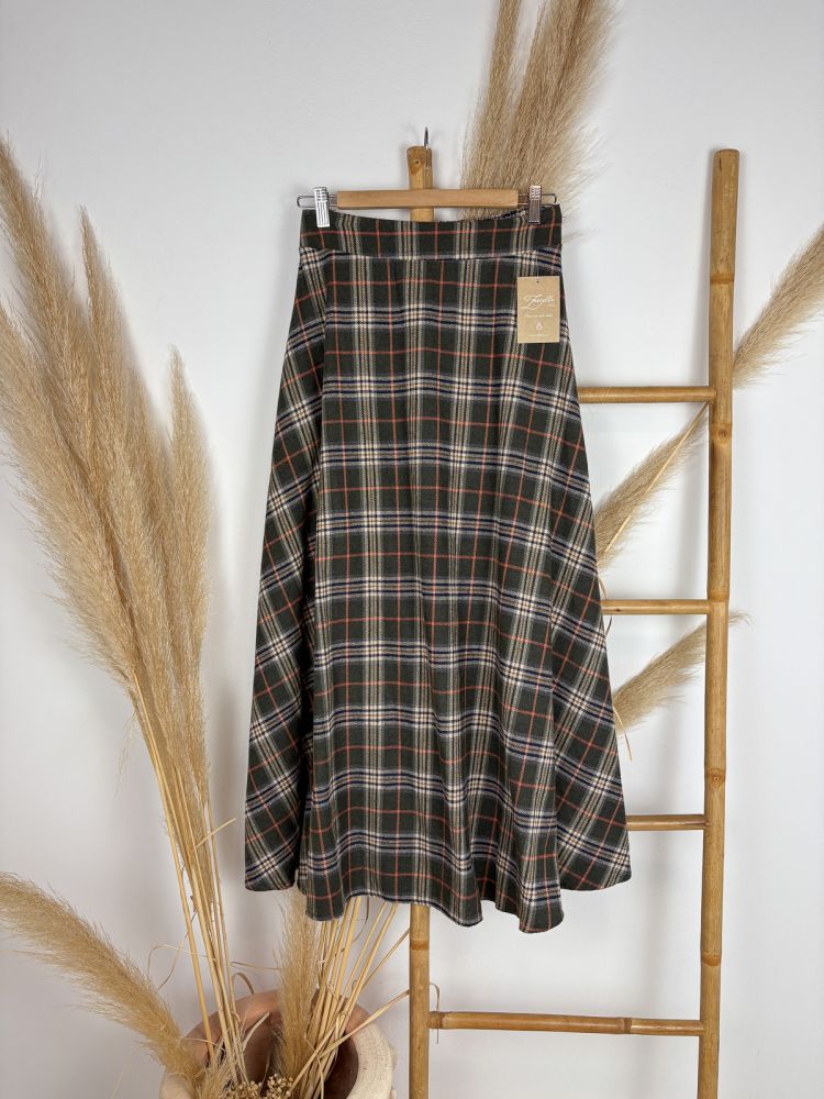 Falda de cuadros escocés verde oliva Falda de cuadros escocés verde oliva