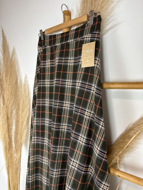 Falda de cuadros escocés verde oliva