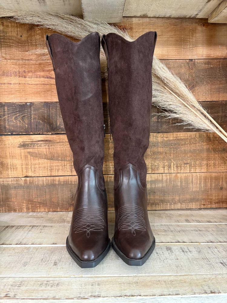 Botas cowboy de piel combinada con...