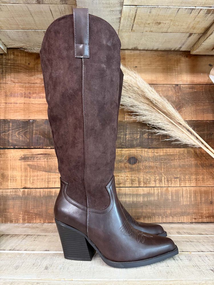 Botas cowboy de piel combinada con...