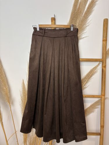 Falda larga de antelina chocolate 2