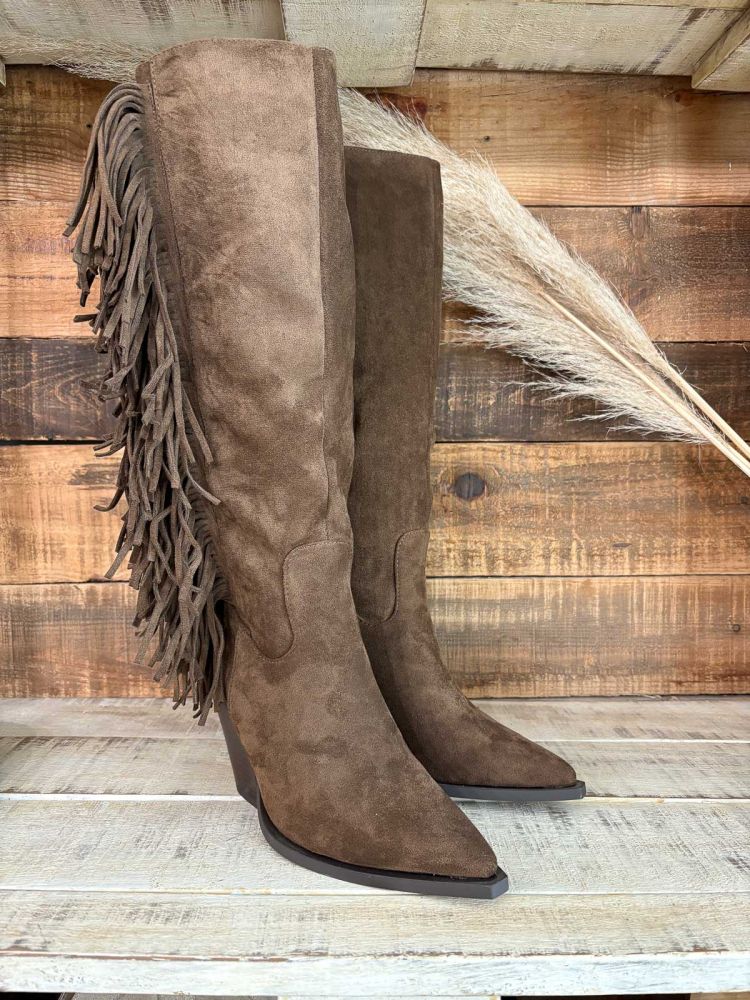 Botas lateral enflecado marrón chocolate