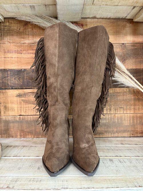 Botas lateral enflecado marrón chocolate