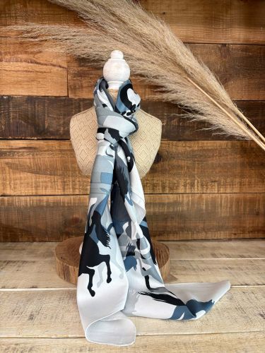 Pañuelo estampado de caballos azul