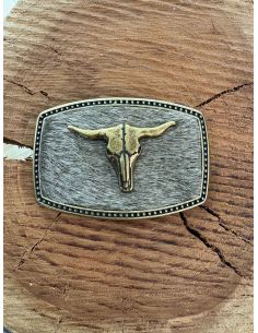 Hebilla cráneo con pelo taupe