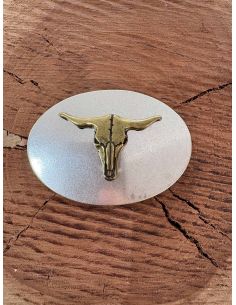 Hebilla cráneo dorado y plata