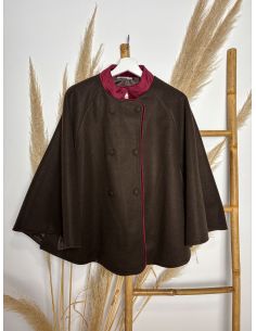 Poncho de paño chocolate