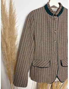 Chaqueta patita de gallo en tonos camel y verde 2