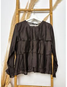 Blusa de gasa chocolate de volantes 2