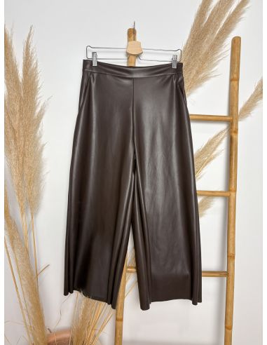 Pantalón ancho de piel