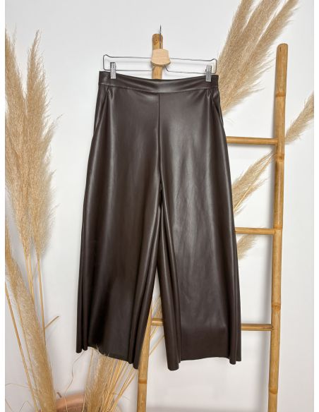 Pantalón ancho de piel