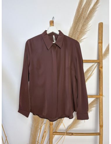 Blusa satén marrón