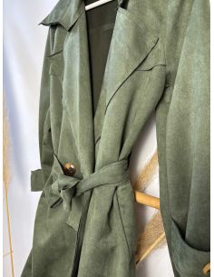 Gabardina piel de ante verde