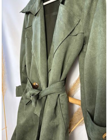 Gabardina piel de ante verde