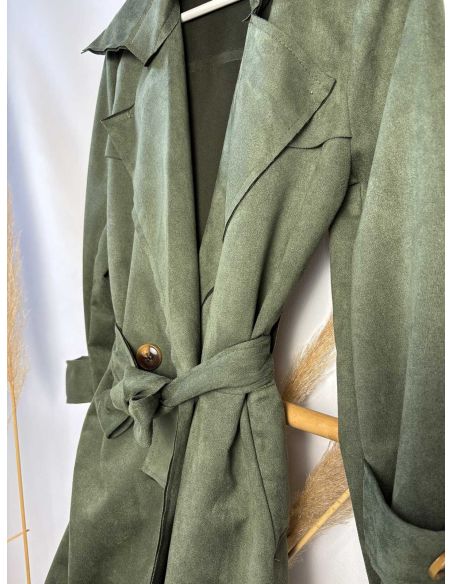 Gabardina piel de ante verde