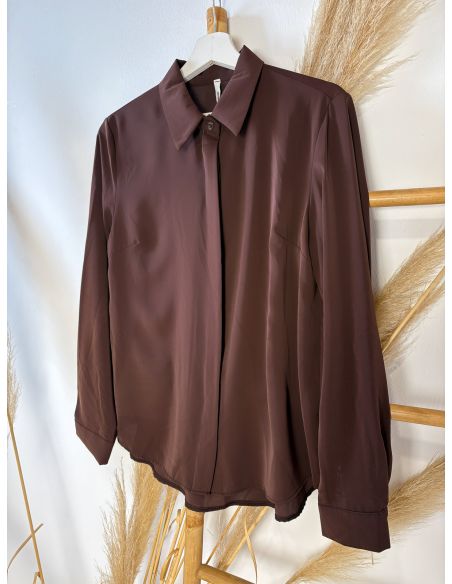 Blusa satén marrón