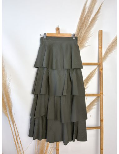 Falda de volantes verde