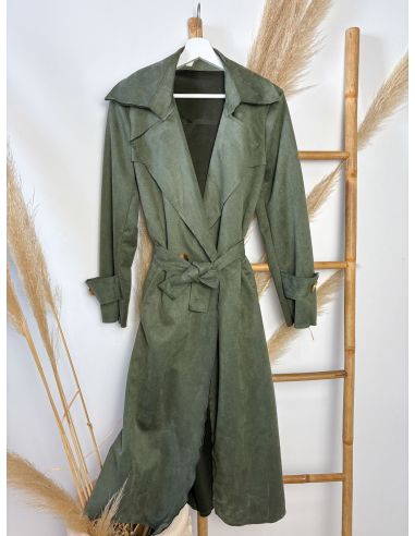 Gabardina piel de ante verde