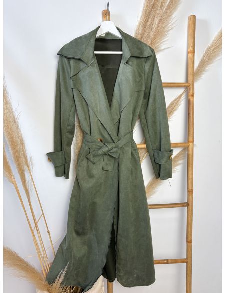 Gabardina piel de ante verde