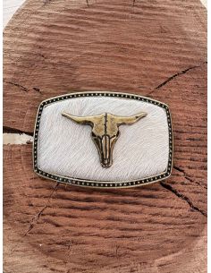 Hebilla cráneo con pelo beige