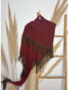 Capa de punto burdeos y chocolate 2