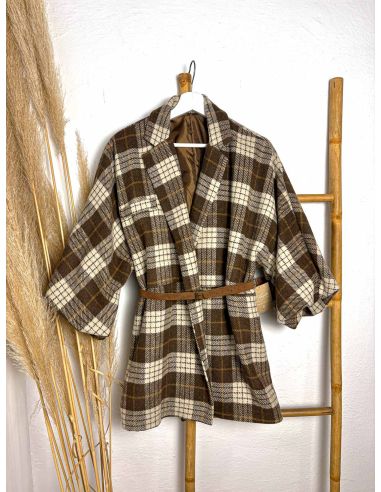 Chaqueta de cuadros chocolate con...